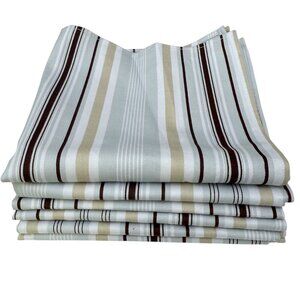 Portmeirion Stella Napkins Set of 6 Cotton Blue Brown Stripe
